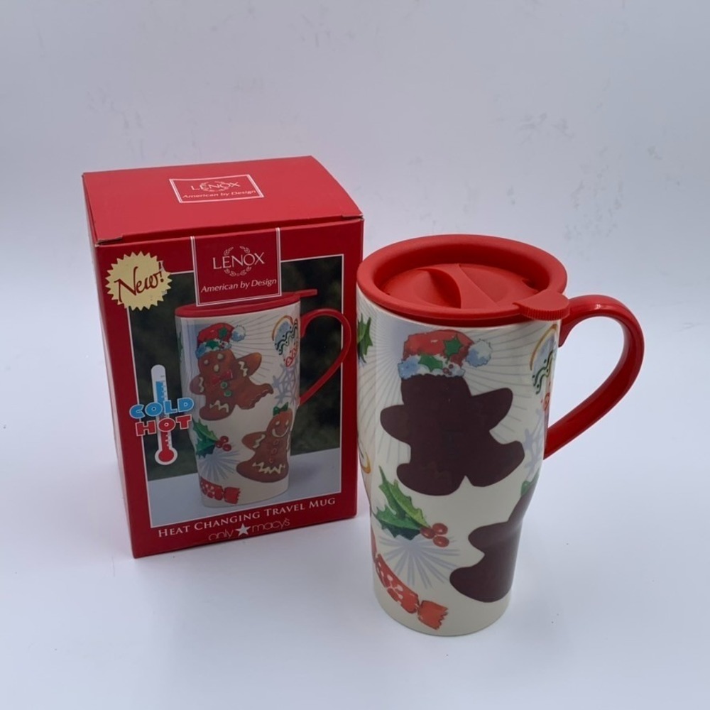 Lenox Home for the Holidays Gingerbread Heat Changing Travel Mug 20 oz Ceramic